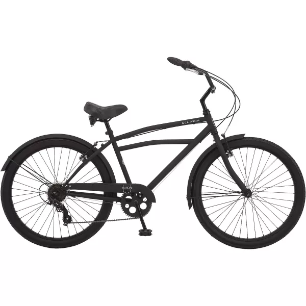 imageSchwinn Huron Adult Beach Cruiser Bike for Men and Women 26Inch Wheels Multiple Speed Options Steel StepOver Frames Wide Wheels for Stability Rear Coaster or Alloy Lineal Pull Brake OptionsHuron 7speed Black