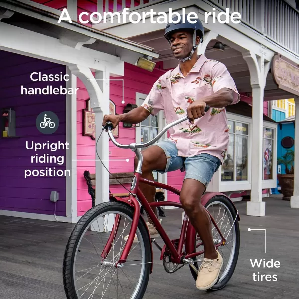 imageSchwinn Huron Adult Beach Cruiser Bike for Men and Women 26Inch Wheels Multiple Speed Options Steel StepOver Frames Wide Wheels for Stability Rear Coaster or Alloy Lineal Pull Brake OptionsHuron 7speed Black