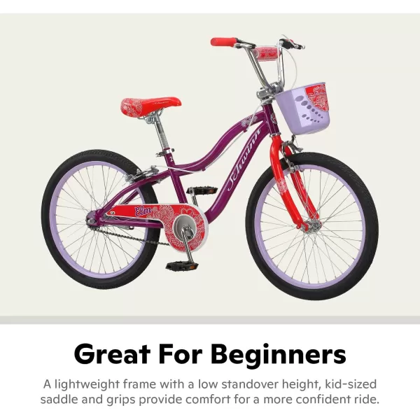 imageSchwinn Koen amp Elm Big Kids Bike 20Inch Wheels Kickstand Included Ages 713 Years Old Rider Height 4860Inches Basket or Number PlatePurple 20inch Wheelsno Training Wheels