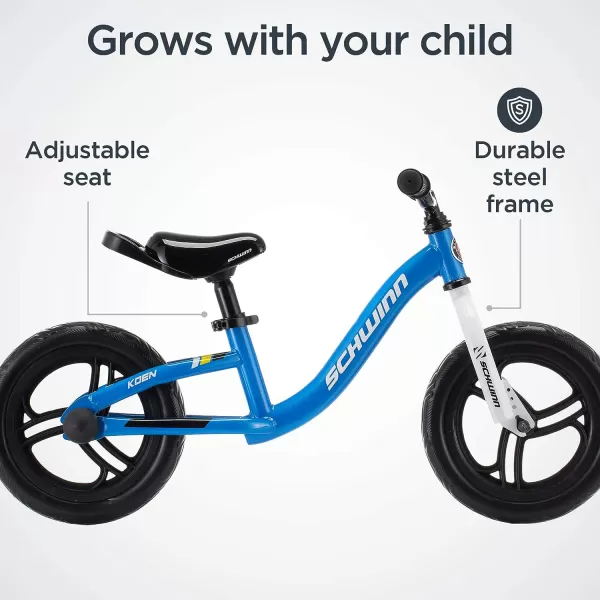 imageSchwinn Koen amp Elm Toddler Balance Bike 12Inch Wheels Kids Ages 14 Years Old Rider Height 2838Inches Training Wheels Not IncludedBlue