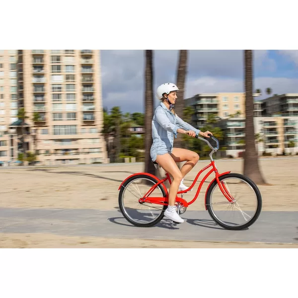 imageSchwinn Mikko Adult Beach Cruiser Bike 17Inch Steel Frame Wide Wheels for Stability Rear Coaster Brakes Multiple Speed OptionsRed Mikko 7speed