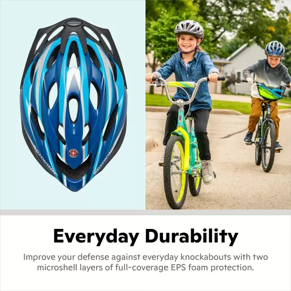 imageSchwinn Thrasher Youth Bike Helmet Lightweight Microshell Design Fits Boys and Girls 5558cm Circumference Dial Fit Adjustment Detachable Visor Ventilated CPSC Safety CertifiedBlueSilver