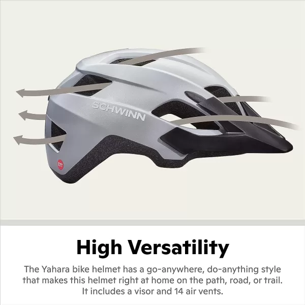 imageSchwinn Yahara ERT YouthAdult Bike Helmet Fits Head Circumferences 5462 cm Find Your Sizing Multiple ColorsSilver