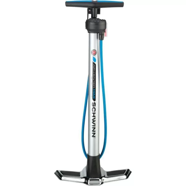 imageSchwinn Air Center Floor Bike Pump Guage Fits Schrader and Presta Valve Types Multiple ColorsSilver Air Center Max