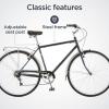 imageSchwinn Wayfarer Hybrid Bike 700c Mens and Womens Bike 7Speed Hybrid Bicycle Retro Steel Frame Front and Rear Linear Pull Brakes Fenders Cargo Space Adult BicycleBlue