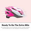 imageSchwinn Thrasher Bike Helmet for Adult Men Women Age 14 with Suggested Fit 5862cm MultiMode Rear LED Light or No Light Option Lightweight with Adjustable Side and Chin Strap Bike AccessoriesPinkWhite