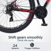 imageSchwinn Bonafide Men and Women Mountain Bike Front Suspension 24Speed 29Inch Wheels 17Inch Aluminum Frame Matte BlackRed