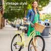imageSchwinn Perla Cruiser Bike 26 Inch Bike for Women and Men 7Speed Beach Cruiser Bicycle Linear Pull Brakes Comfortable Quilted Seat Upright Riding Position Adult BicyclePink