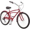 imageSchwinn Beach Cruiser Bicycle 26 Inch Bike Cruiser Bike for Women and Men Adult Bicycle  Linear Pull Brakes Comfortable Padded Seat Upright Riding PositionRed