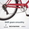 imageSchwinn Beach Cruiser Bicycle 26 Inch Bike Cruiser Bike for Women and Men Adult Bicycle  Linear Pull Brakes Comfortable Padded Seat Upright Riding PositionRed
