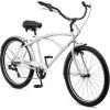 imageSchwinn Beach Cruiser Bicycle 26 Inch Bike Cruiser Bike for Women and Men Adult Bicycle  Linear Pull Brakes Comfortable Padded Seat Upright Riding PositionSilver