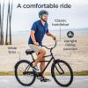 imageSchwinn Beach Cruiser Bicycle 26 Inch Bike Cruiser Bike for Women and Men Adult Bicycle  Linear Pull Brakes Comfortable Padded Seat Upright Riding PositionBlack