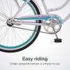 imageSchwinn Destiny or Baywood Cruiser Bikes 2426 Inch Bike for Kids and Adults Navy Blue Bright Blue Sea Foam or Purple Single Speed with Basket or Rear Cargo Rack for Girls Boys and AdultsPurple