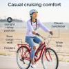 imageSchwinn Sanctuary 7 Comfort Beach Cruiser Bike for Adult Women Men 7Speed Drivetrain in RetroStyled Steel StepThrough or StepOver Frame 26Inch Wheels With Front ampamp Rear Fenders Rear Cargo RackRedStepThrough Frame