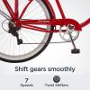 imageSchwinn Sanctuary 7 Comfort Beach Cruiser Bike for Adult Women Men 7Speed Drivetrain in RetroStyled Steel StepThrough or StepOver Frame 26Inch Wheels With Front ampamp Rear Fenders Rear Cargo RackRedStepOver Frame