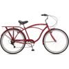 imageSchwinn Sanctuary 7 Comfort Beach Cruiser Bike for Adult Women Men 7Speed Drivetrain in RetroStyled Steel StepThrough or StepOver Frame 26Inch Wheels With Front ampamp Rear Fenders Rear Cargo RackRedStepOver Frame