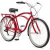 imageSchwinn Sanctuary 7 Comfort Beach Cruiser Bike for Adult Women Men 7Speed Drivetrain in RetroStyled Steel StepThrough or StepOver Frame 26Inch Wheels With Front ampamp Rear Fenders Rear Cargo RackRedStepOver Frame