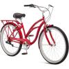 imageSchwinn Sanctuary 7 Comfort Beach Cruiser Bike for Adult Women Men 7Speed Drivetrain in RetroStyled Steel StepThrough or StepOver Frame 26Inch Wheels With Front ampamp Rear Fenders Rear Cargo RackRedStepThrough Frame