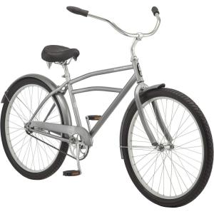 imageSchwinn Beach Cruiser Bicycle 26 Inch Bike Cruiser Bike for Women and Men Adult Bicycle  Linear Pull Brakes Comfortable Padded Seat Upright Riding PositionGrey