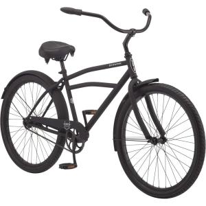 imageSchwinn Beach Cruiser Bicycle 26 Inch Bike Cruiser Bike for Women and Men Adult Bicycle  Linear Pull Brakes Comfortable Padded Seat Upright Riding PositionBlack