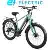 imageSchwinn Coston Hybrid Electric Bike for Adults 20MPH Commuting eBike Ride Up to 3545 Miles on a Single Charge 275Inch Wheels 7Speed StepThru or Step Over Aluminum Frame Removable BatteryMatte Green