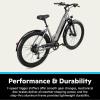 imageSchwinn Coston Hybrid Electric Bike for Adults 20MPH Commuting eBike Ride Up to 3545 Miles on a Single Charge 275Inch Wheels 7Speed StepThru or Step Over Aluminum Frame Removable BatteryGloss Charcoal