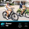 imageSchwinn Coston Hybrid Electric Bike for Adults 20MPH Commuting eBike Ride Up to 3545 Miles on a Single Charge 275Inch Wheels 7Speed StepThru or Step Over Aluminum Frame Removable BatteryGloss Charcoal