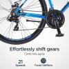 imageSchwinn Volare 1300 Road Bike 700c Mens and Womens Bike 14Speed Drop Bar Road Bicycle Aluminum Frame Sport Tires Fitness Seat Alloy Caliper Brakes Adult BicycleMatte Blue
