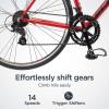 imageSchwinn Volare 1300 Road Bike 700c Mens and Womens Bike 14Speed Drop Bar Road Bicycle Aluminum Frame Sport Tires Fitness Seat Alloy Caliper Brakes Adult BicycleRed