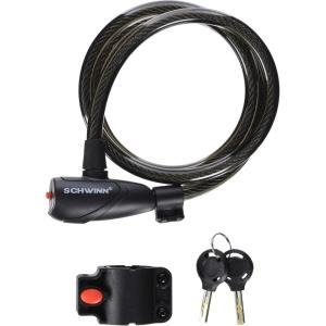 imageSchwinn Bike Key Cable Lock in Braided Steel Cable 5 feet x 8mm Anti Theft Bike Lock Security Level 1Security Level 3Lighted Lock