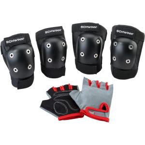 imageSchwinn Kids Bike Gloves Set Knee and Elbow Pads Protective Gear Girls and Boys Bike Accessories BlackGray