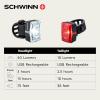 imageSchwinn LED Bike Light Headlight and Taillight Accessory Set USB Rechargeable 75 Foot Beam Distance