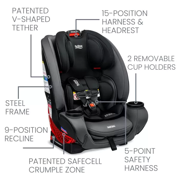 Britax One4Life Convertible Infant Car Seat, 10 Years of Use from 5 to 120 Pounds, Converts from Rear-Facing to Forward-Facing Booster Seat, Machine-Washable Fabric, Glacier Graphite