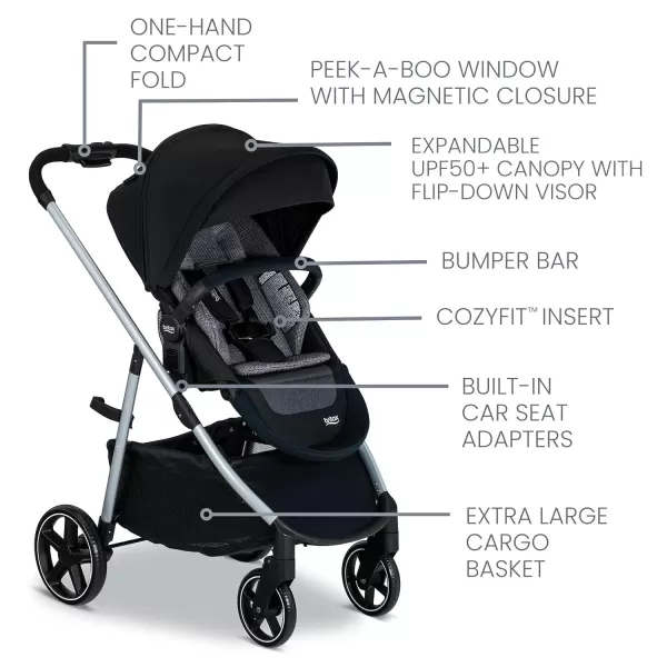 Britax Willow Grove SC Baby Travel System, Infant Car Seat and Stroller Combo with Alpine Base, ClickTight Technology, SafeWash, Pindot Stone