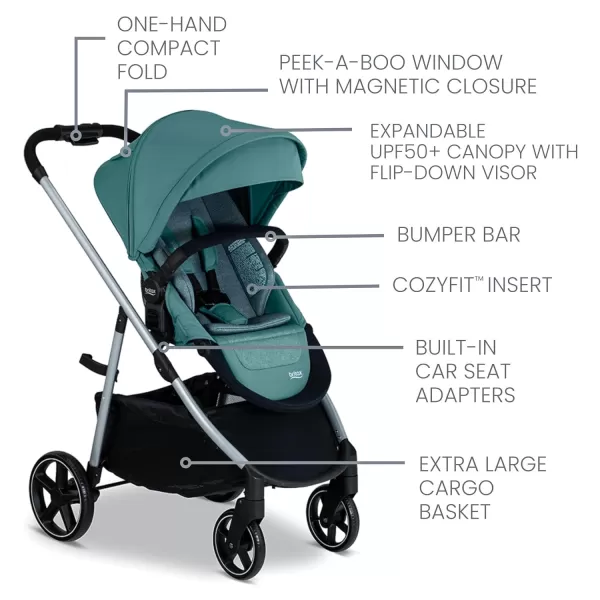 Britax Willow Grove SC Baby Travel System, Infant Car Seat and Stroller Combo with Alpine Base, ClickTight Technology, SafeWash, Pindot Stone