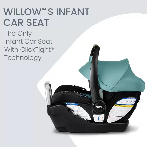Britax Willow S Infant Car Seat with Alpine Base, ClickTight Technology, Rear Facing Car Seat with RightSize System, Glacier Onyx
