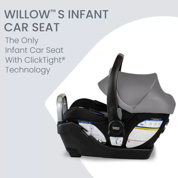 Britax Willow S Infant Car Seat with Alpine Base, ClickTight Technology, Rear Facing Car Seat with RightSize System, Glacier Onyx