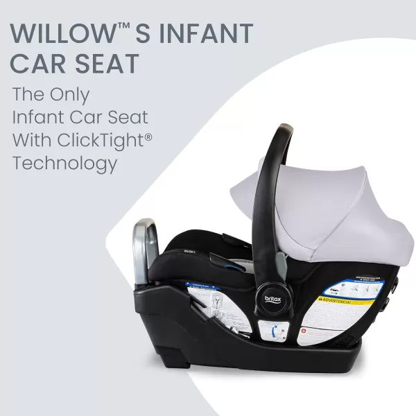 Britax Willow S Infant Car Seat with Alpine Base, ClickTight Technology, Rear Facing Car Seat with RightSize System, Glacier Onyx