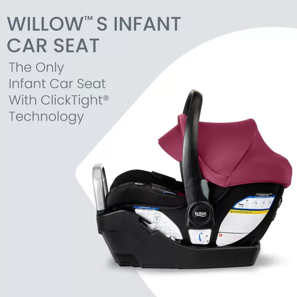 Britax Willow S Infant Car Seat with Alpine Base, ClickTight Technology, Rear Facing Car Seat with RightSize System, Glacier Onyx