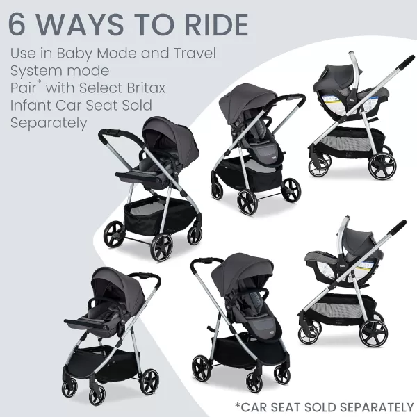 Britax Grove™ Modular Stroller, Lightweight Stroller with CozyFit™ Insert and Bumper Bar, 6 Ways to Ride, SafeWash, Pindot Stone