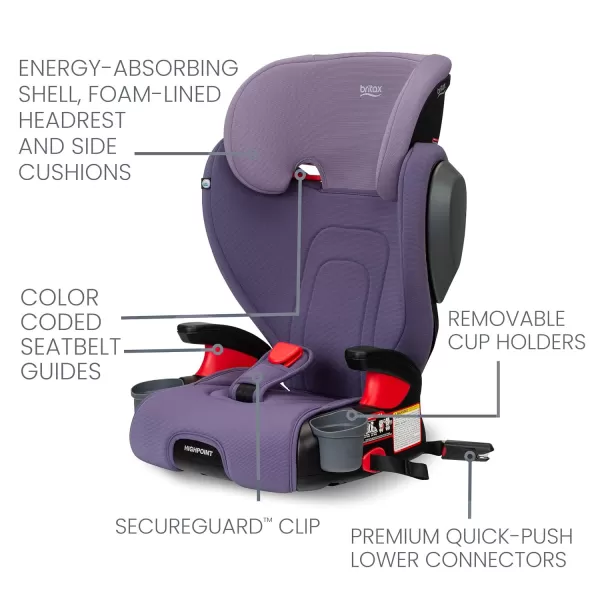 Britax Highpoint Backless Belt-Positioning Booster Seat, SafeWash Purple Ombre