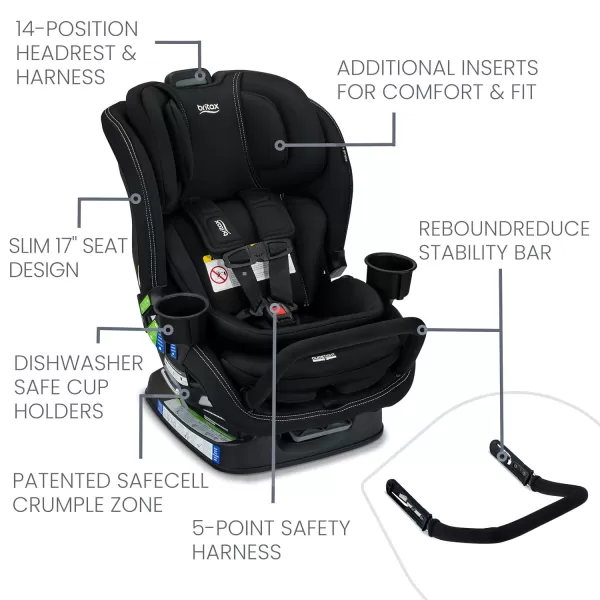 Britax Poplar Convertible Car Seat, 2-in-1 Car Seat with Slim 17-Inch Design, ClickTight Technology, Cobalt Onyx