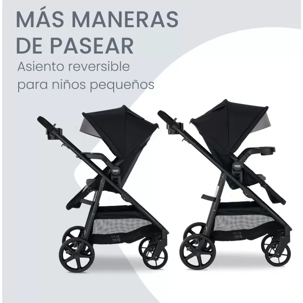Britax Brook+ Modular Baby Stroller, Ultra-Lightweight Infant and Toddler Stroller with SafeWash Insert and 4 Ways to Stroll, Graphite Onyx