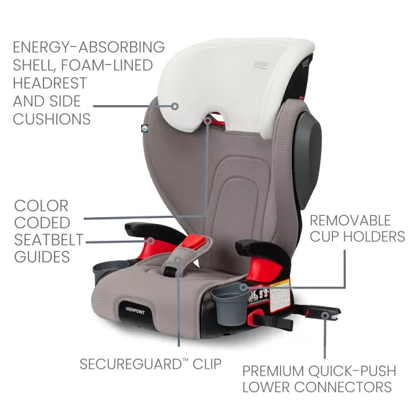 Britax Highpoint Backless Belt-Positioning Booster Seat, SafeWash Black Ombre