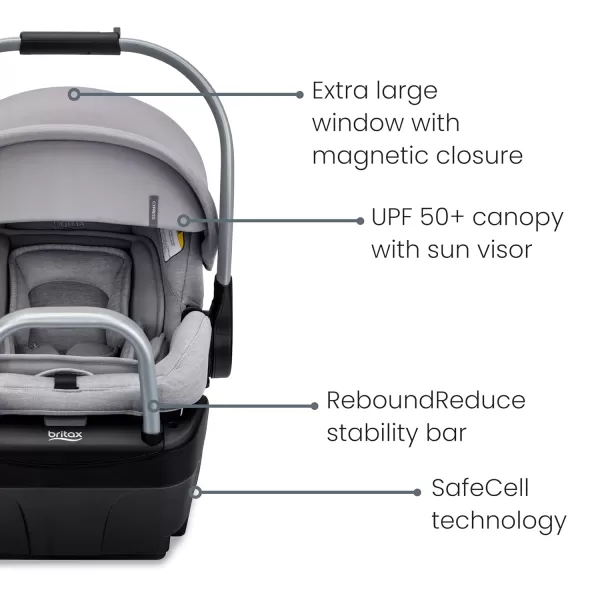 Britax Cypress Infant Car Seat, Rear Facing Car Seat with Alpine Base, ClickTight, Premium Fabrics, Ponte Stone