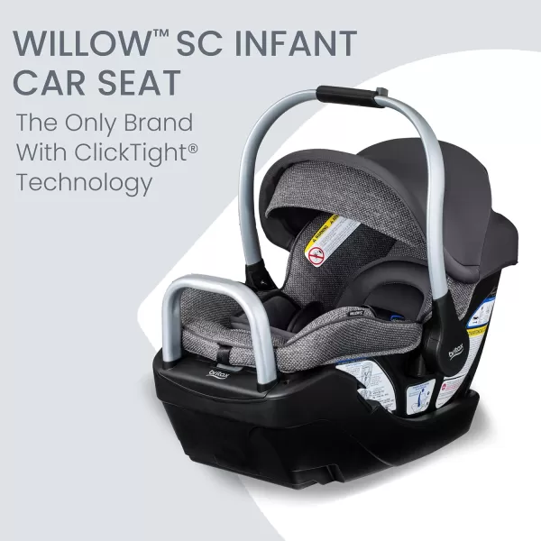 Britax Willow SC Infant Car Seat, Rear Facing Car Seat with Alpine Base, ClickTight Technology, RightSize System, Pindot Stone