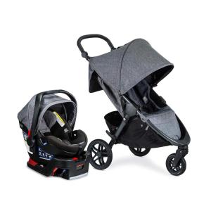 imageBritax BFree Travel System with BSafe Ultra Infant Car Seat  Birth to 65 Pounds  All Terrain Tires  Adjustable Handlebar  Extra Storage with Front Access  One Hand Easy Fold Vibe