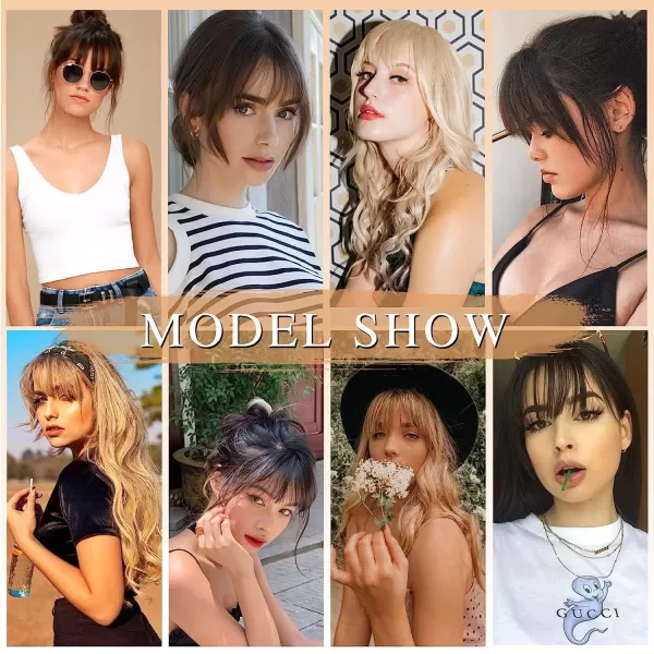 NAYOO Bangs Hair Clip in Bangs 100% Real Human Hair Extensions French Bangs Clip on Hair Bangs for Women Fringe with Temples Hairpieces Curved Bangs for Daily Wear