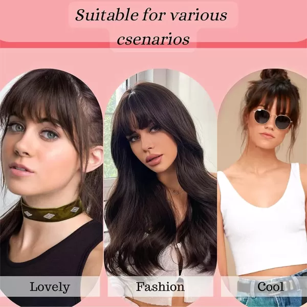 NAYOO Bangs Hair Clip in Bangs 100% Real Human Hair Extensions French Bangs Clip on Hair Bangs for Women Fringe with Temples Hairpieces Curved Bangs for Daily Wear
