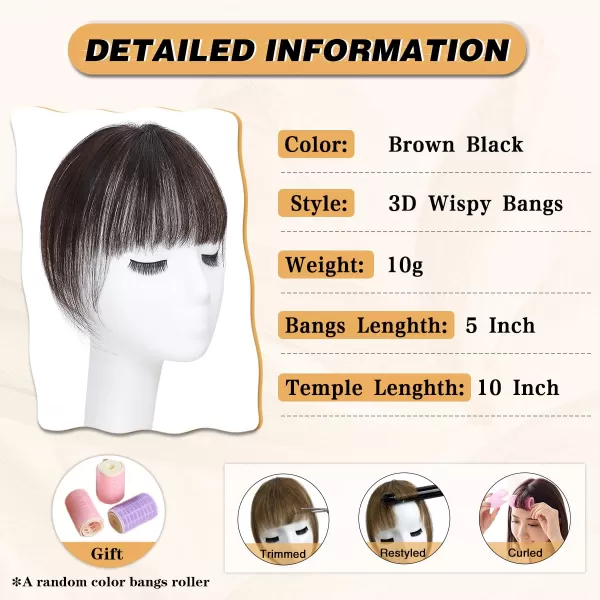 NAYOO Bangs Hair Clip in Bangs 100% Real Human Hair Extensions French Bangs Clip on Hair Bangs for Women Fringe with Temples Hairpieces Curved Bangs for Daily Wear